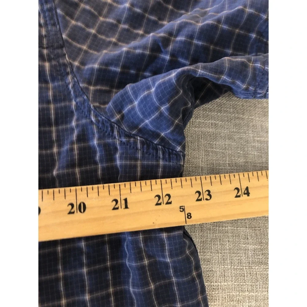 The North Face Shirt Mens Large Blue Check Vent Seersucker Career Casual Classic